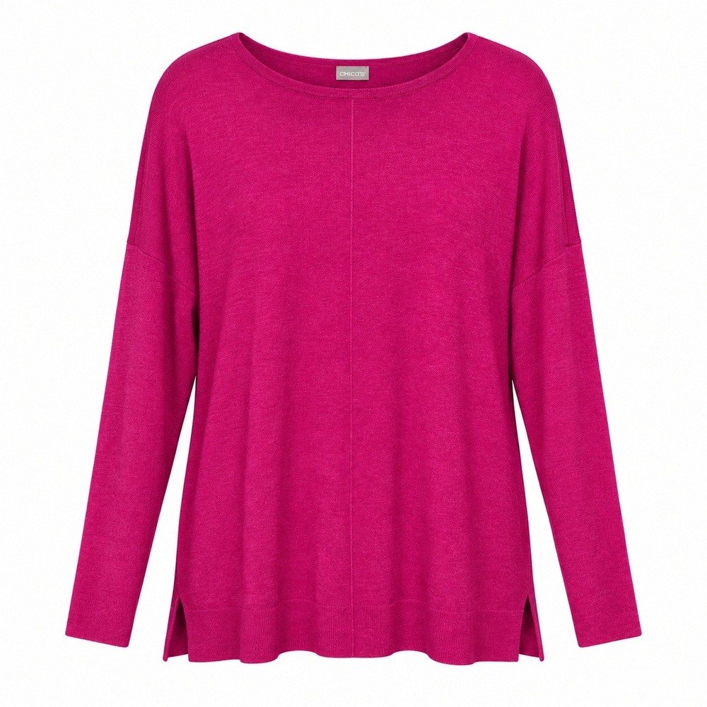 Chicos Quiet Luxury Cashmere Blend Sweater Women Size 1 Medium Preppy Old Money